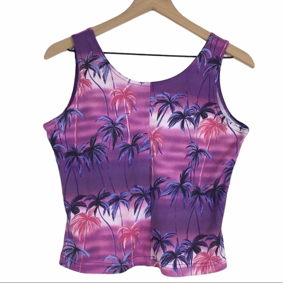 VINTAGE Waikiki Hawaii Set Top Wrap Skirt Tropical Palm Trees Beach Size Large - Picture 4 of 16